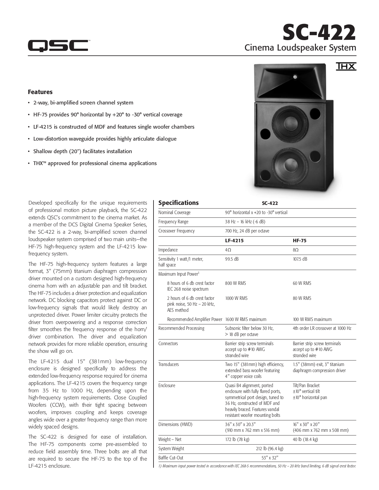 QSC SC-422 Brochure