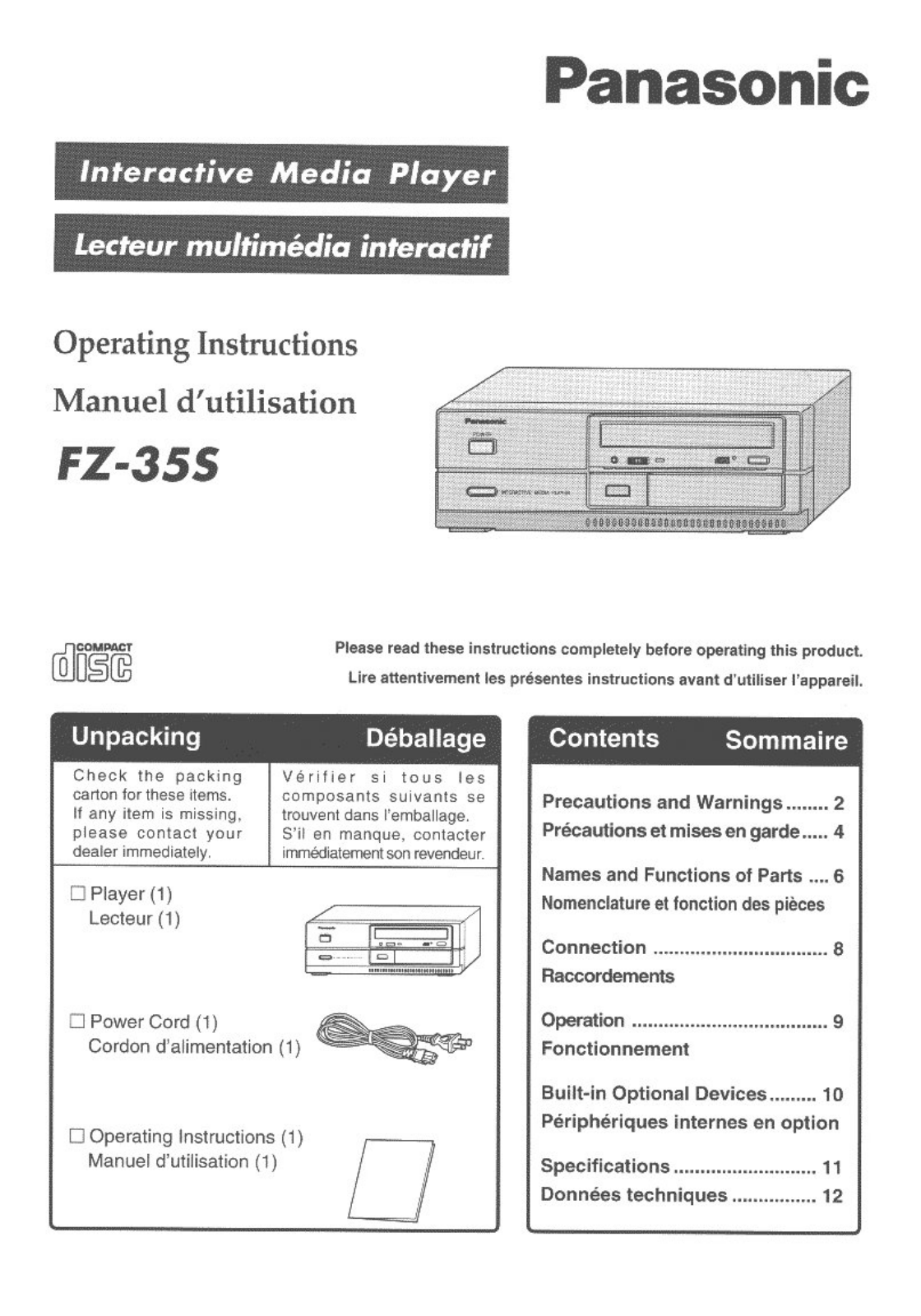 Panasonic fz-35s5m Operation Manual