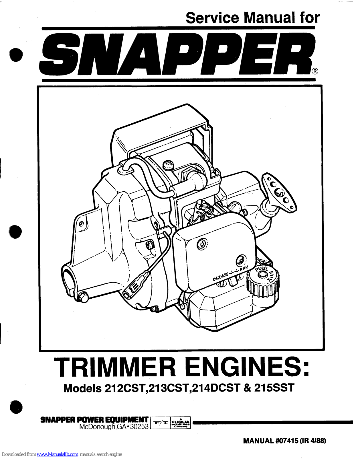 Snapper 212CST,215SST,214DCST,213CST Service Manual