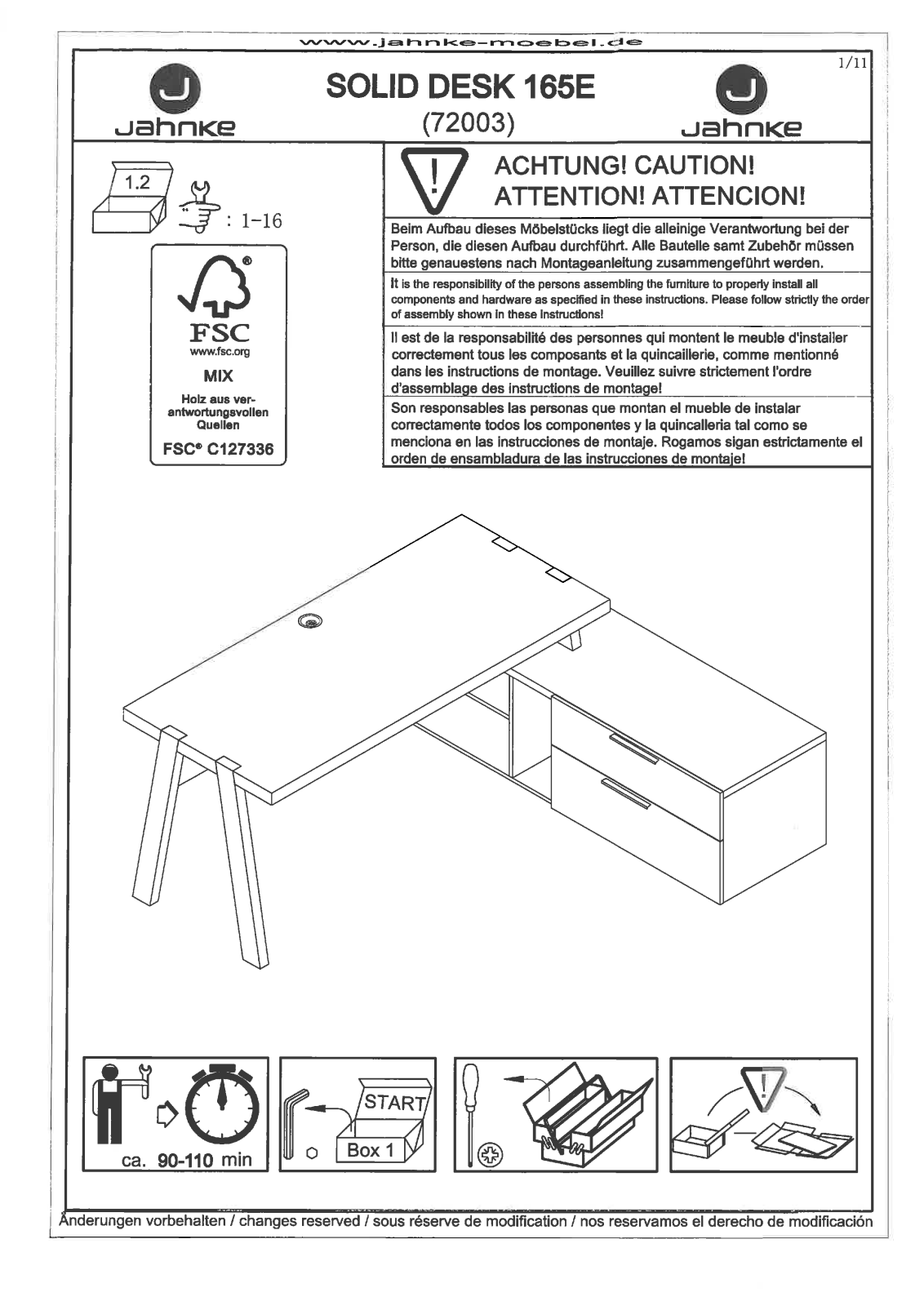 Jahnke Solid 165 Assembly instructions