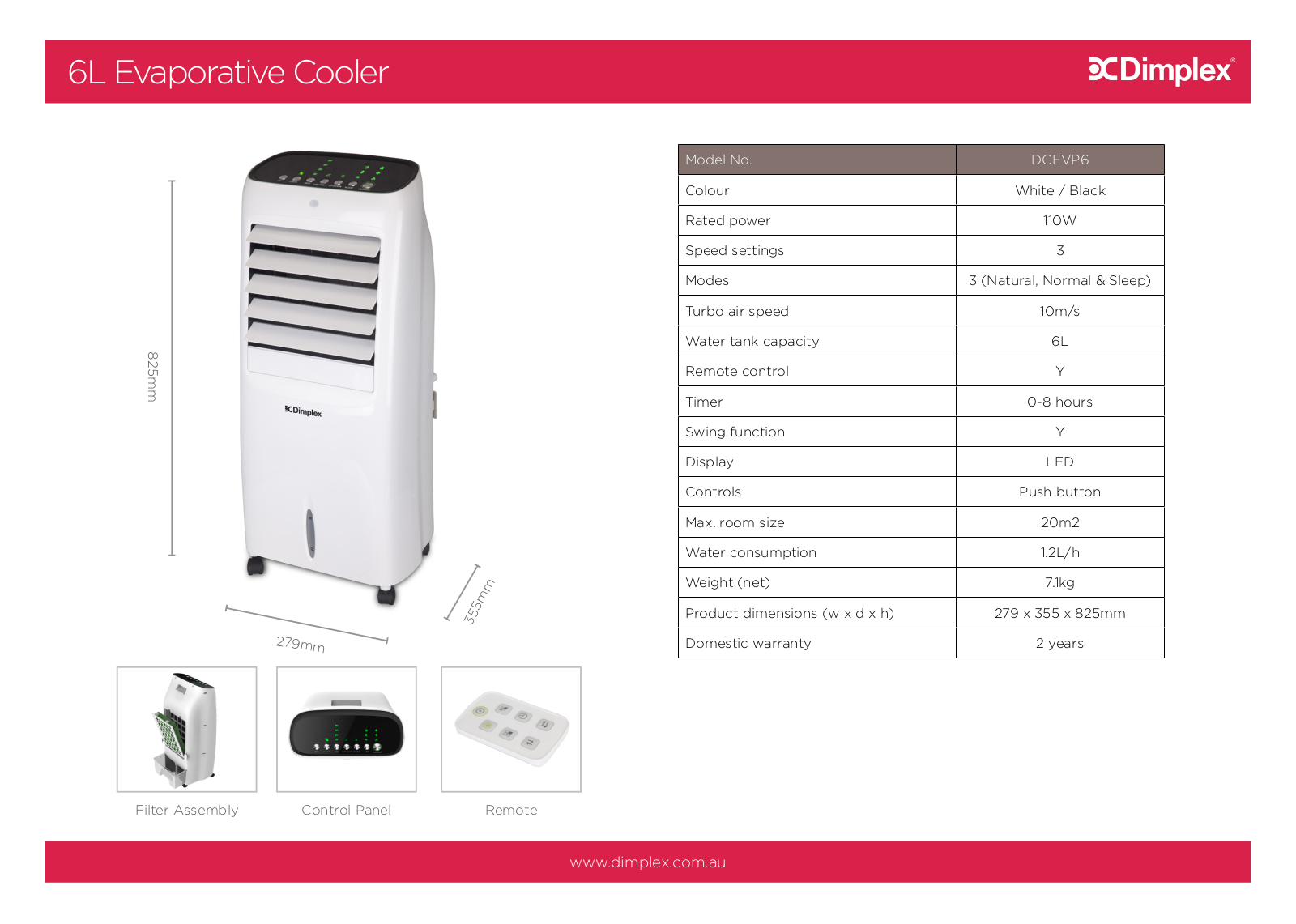 Dimplex DCEVP6 User Manual