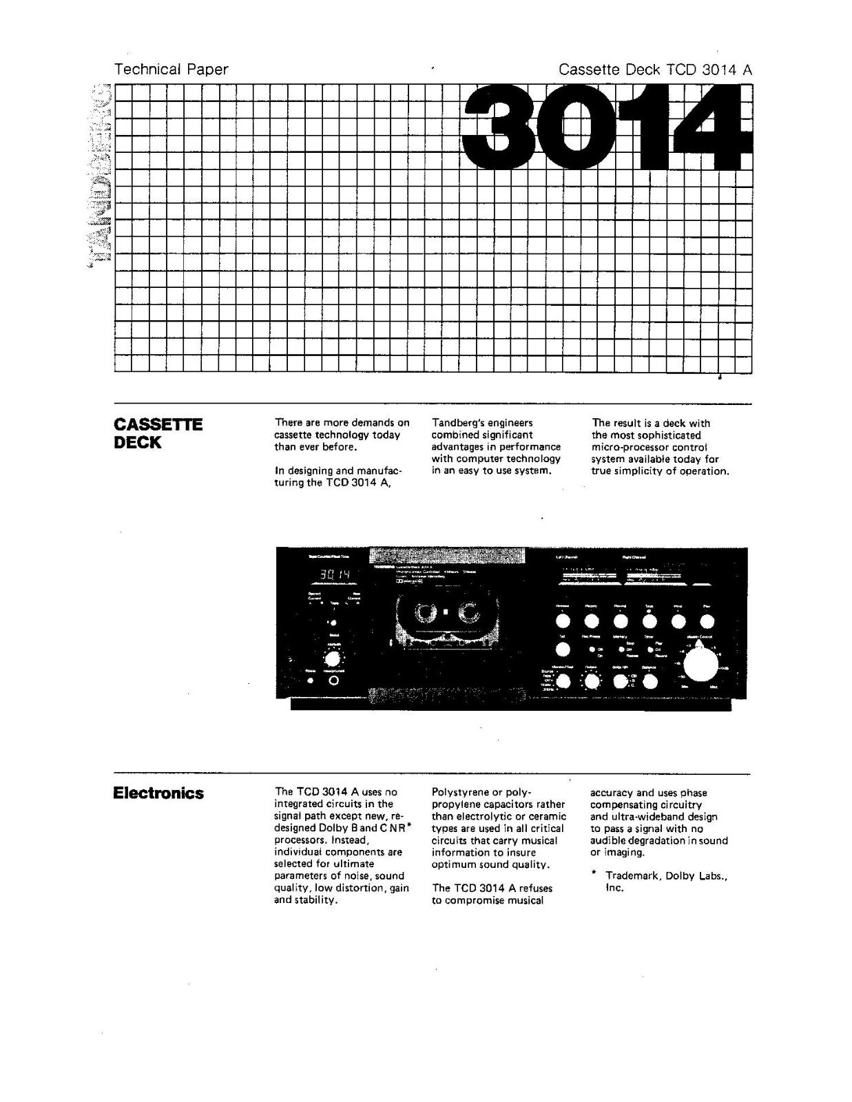 Tandberg TCD-3014-A Brochure