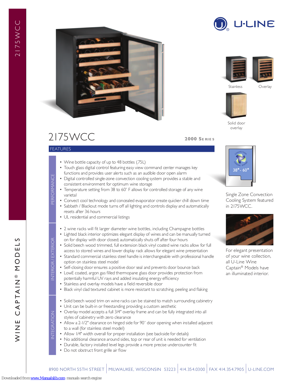 U-Line Wine Captain 2175WCC Features And Specifications