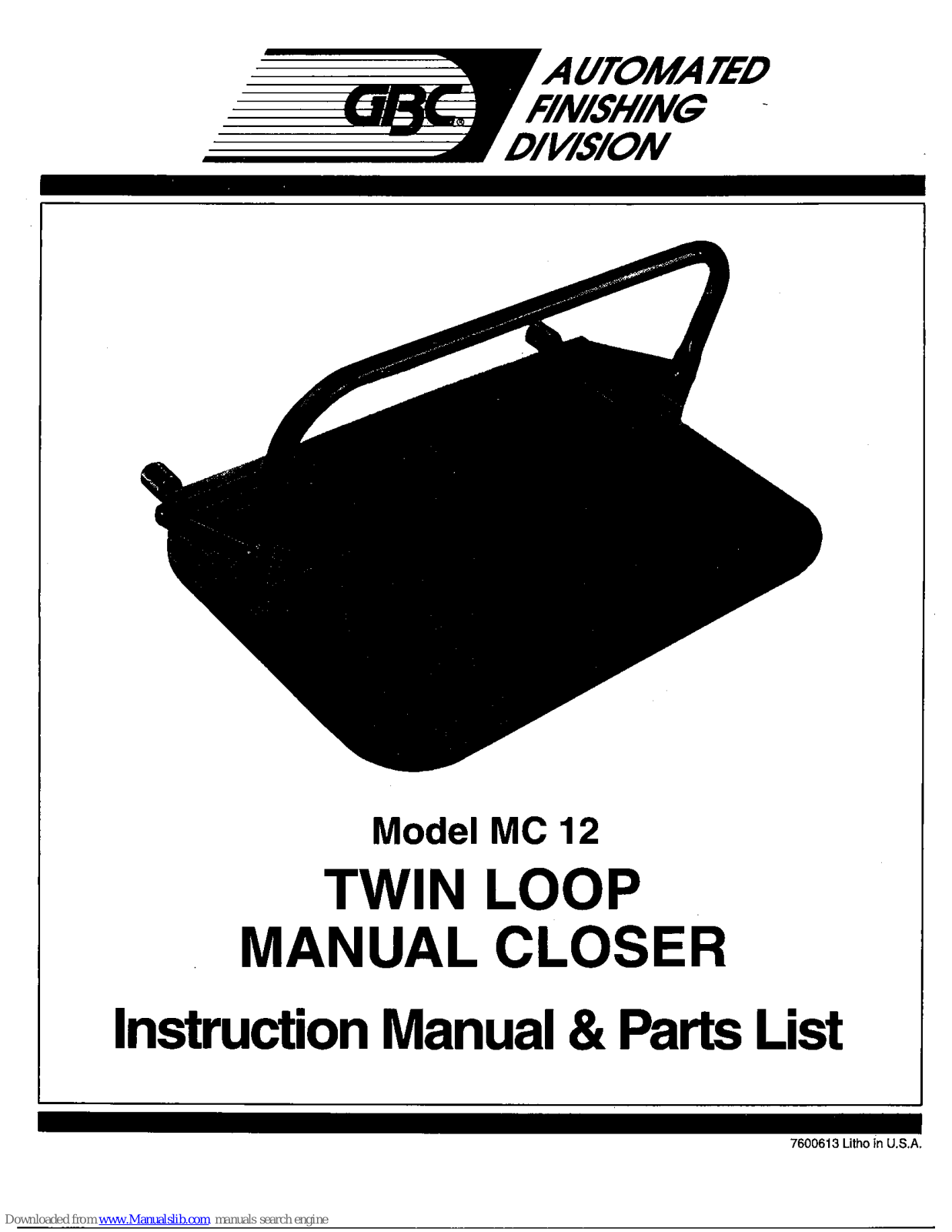 GBC MC 12 Instruction Manual & Parts List