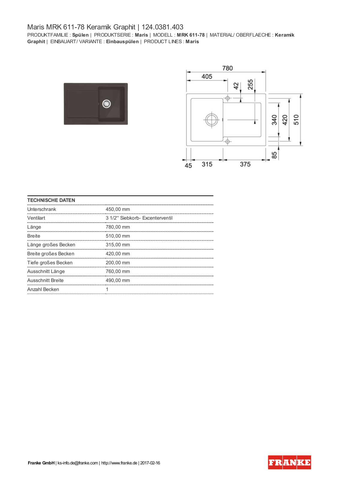 Franke 124.0381.403 Service Manual