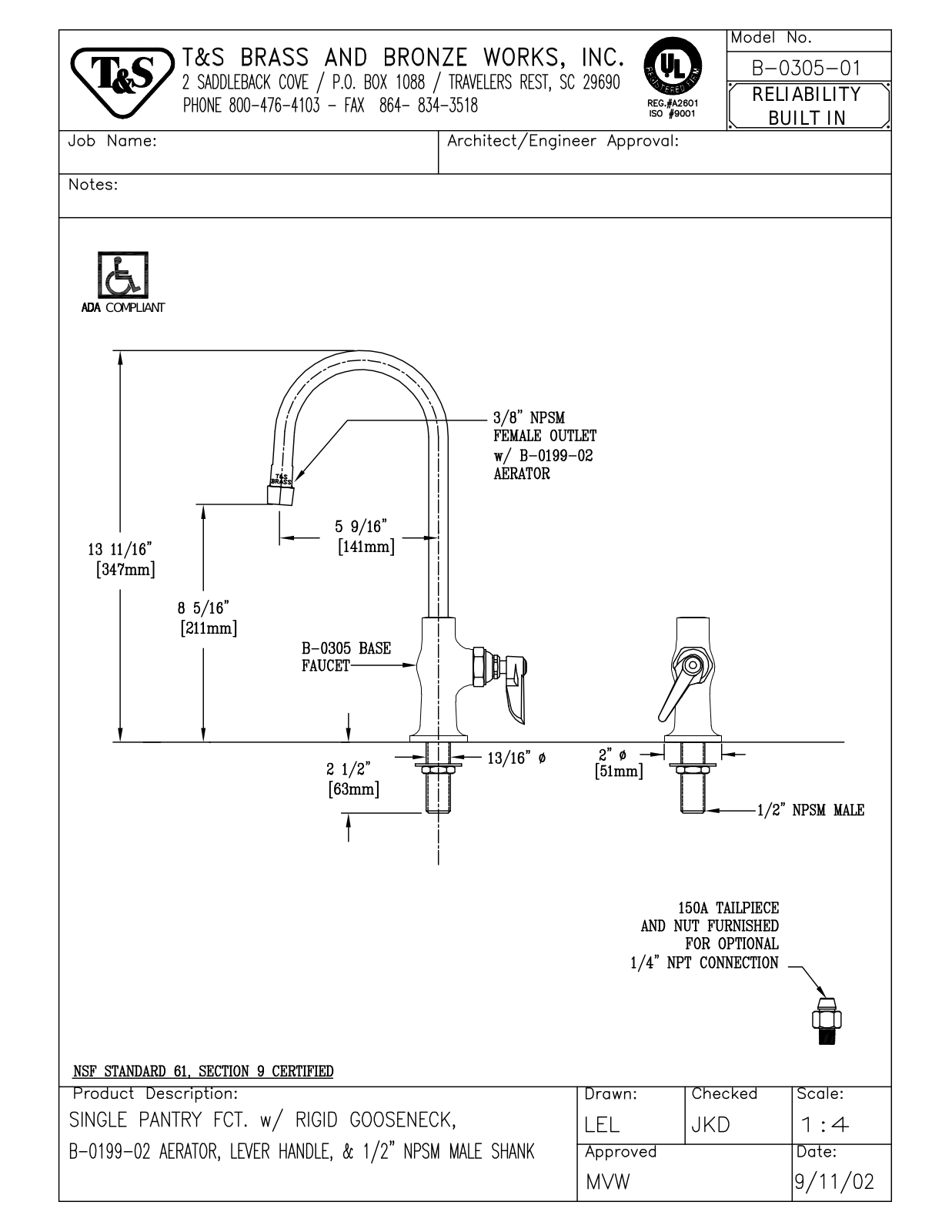 T & S Brass & Bronze Works B-0305-01 General Manual