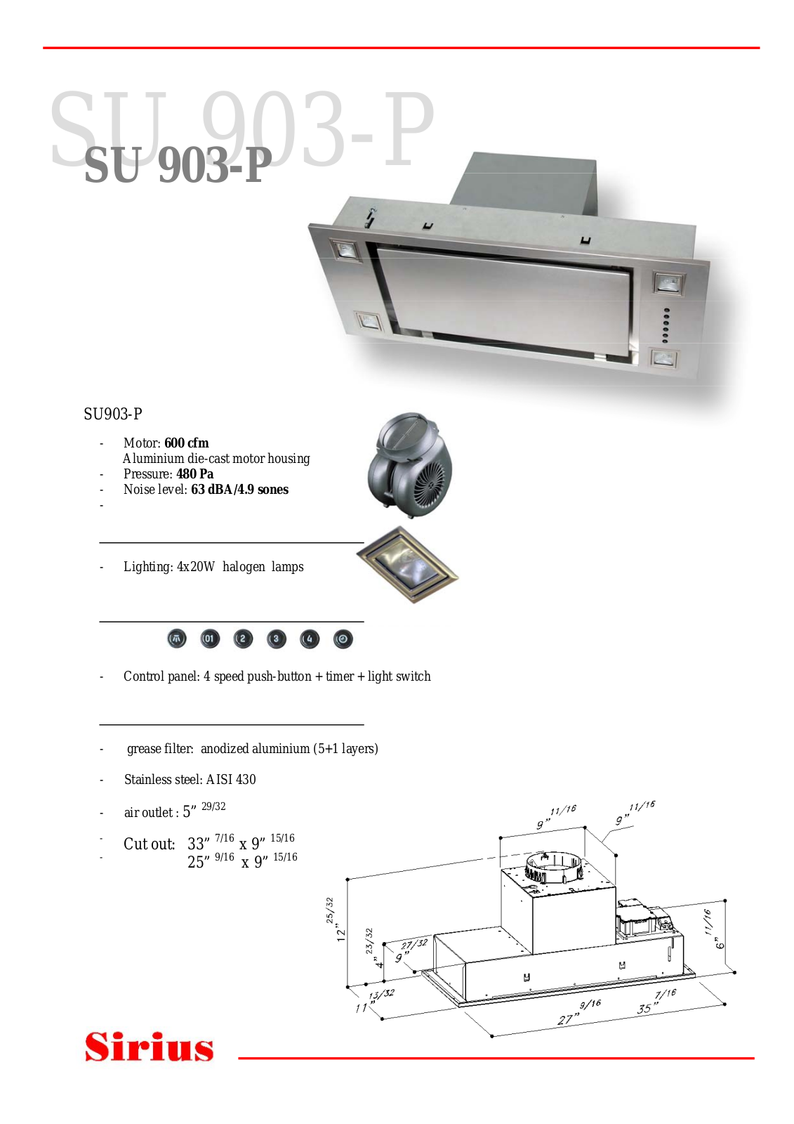 Sirius SU903P36, SU903P27 Data Sheet