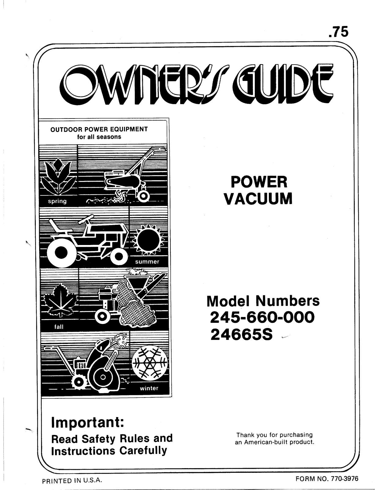 MTD 24665S User Manual