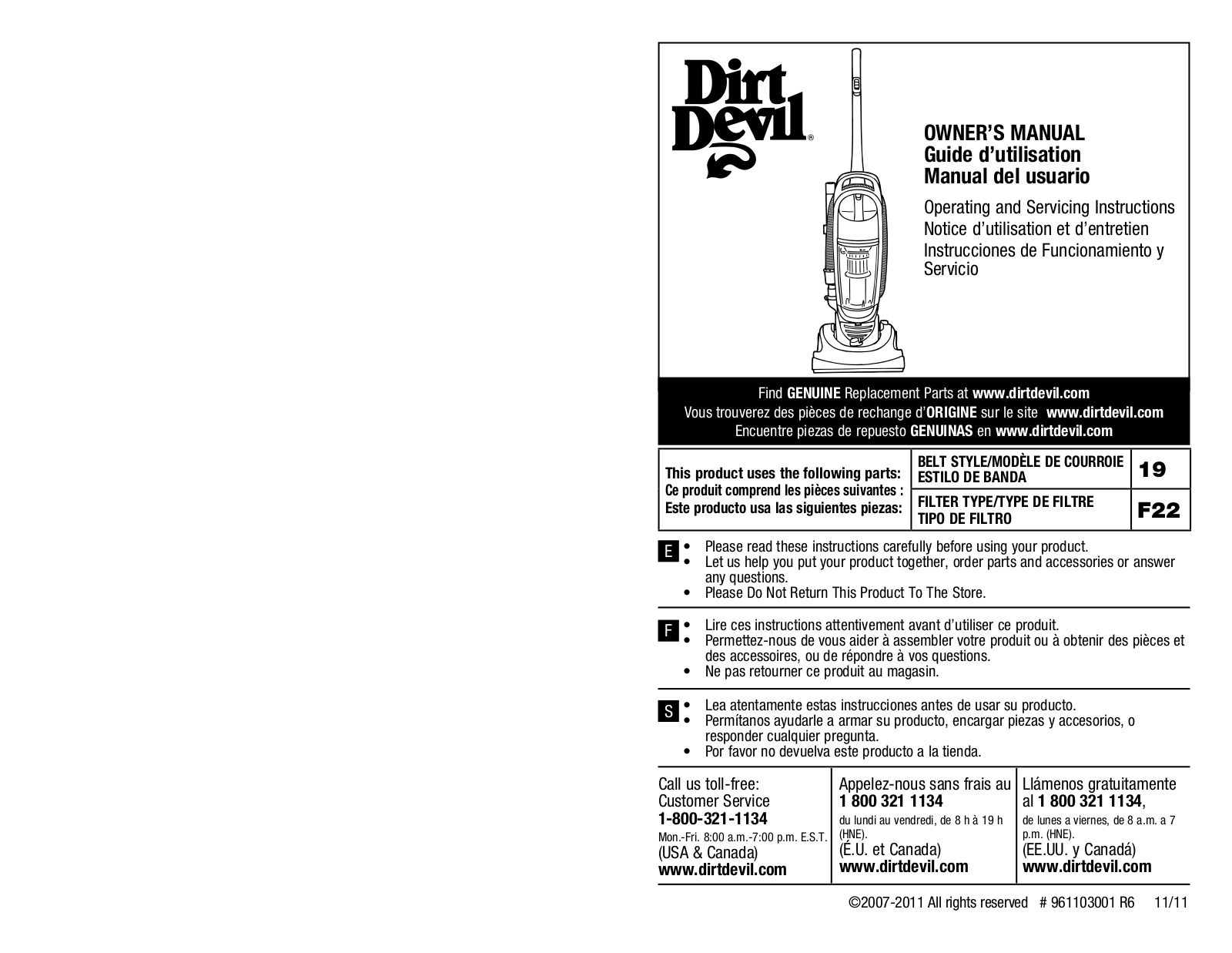 Dirt Devil UD40285 User Manual