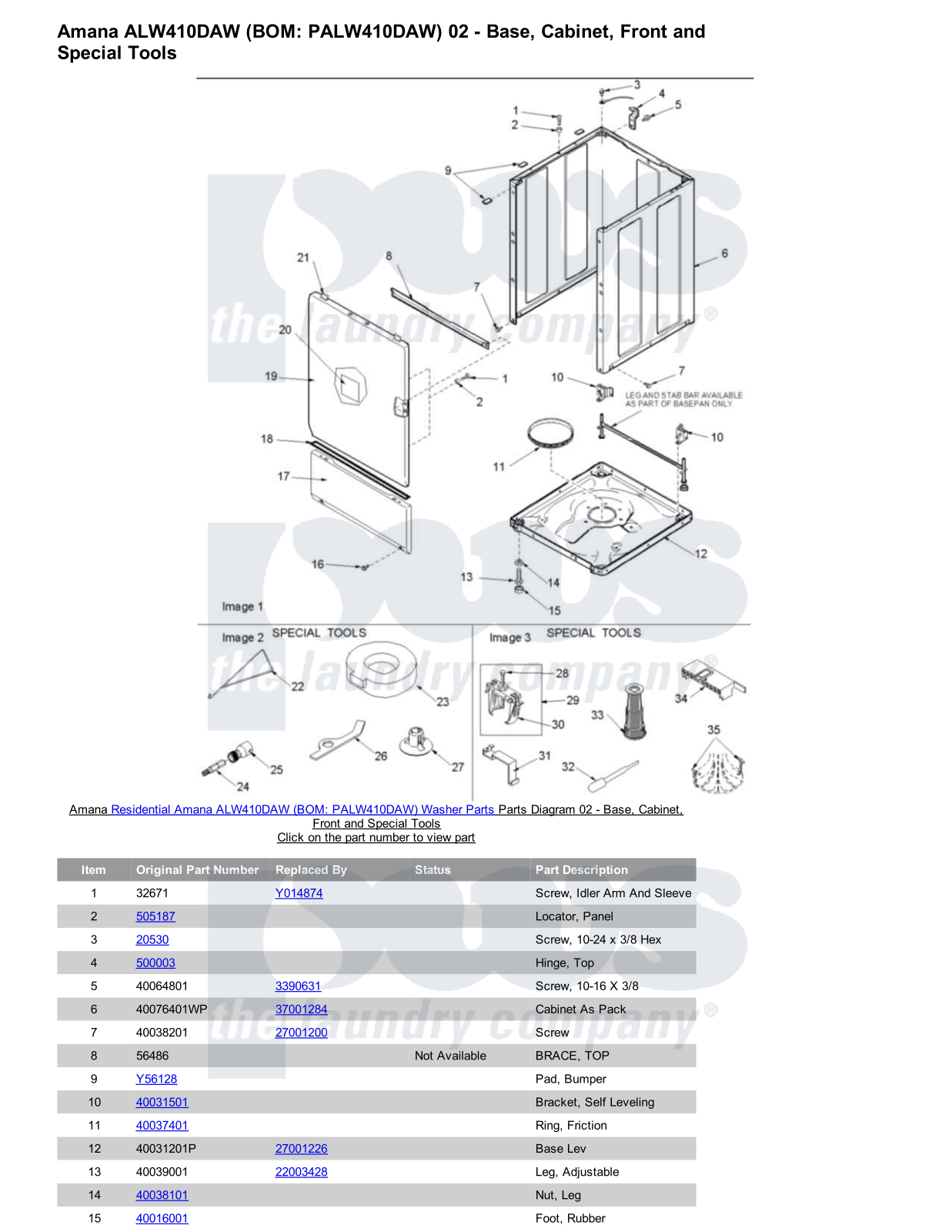 Amana ALW410DAW Parts Diagram