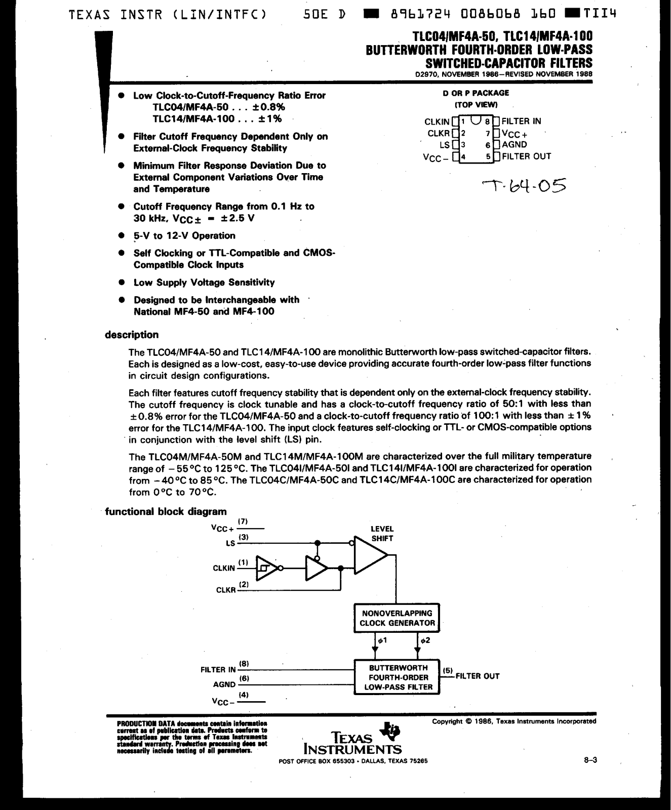 Texas Instruments TLC04MP, TLC04IP, TLC04ID Datasheet