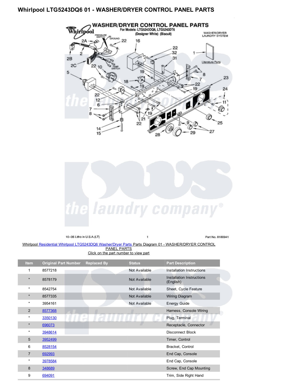 Whirlpool LTG5243DQ6/Dryer Parts Diagram