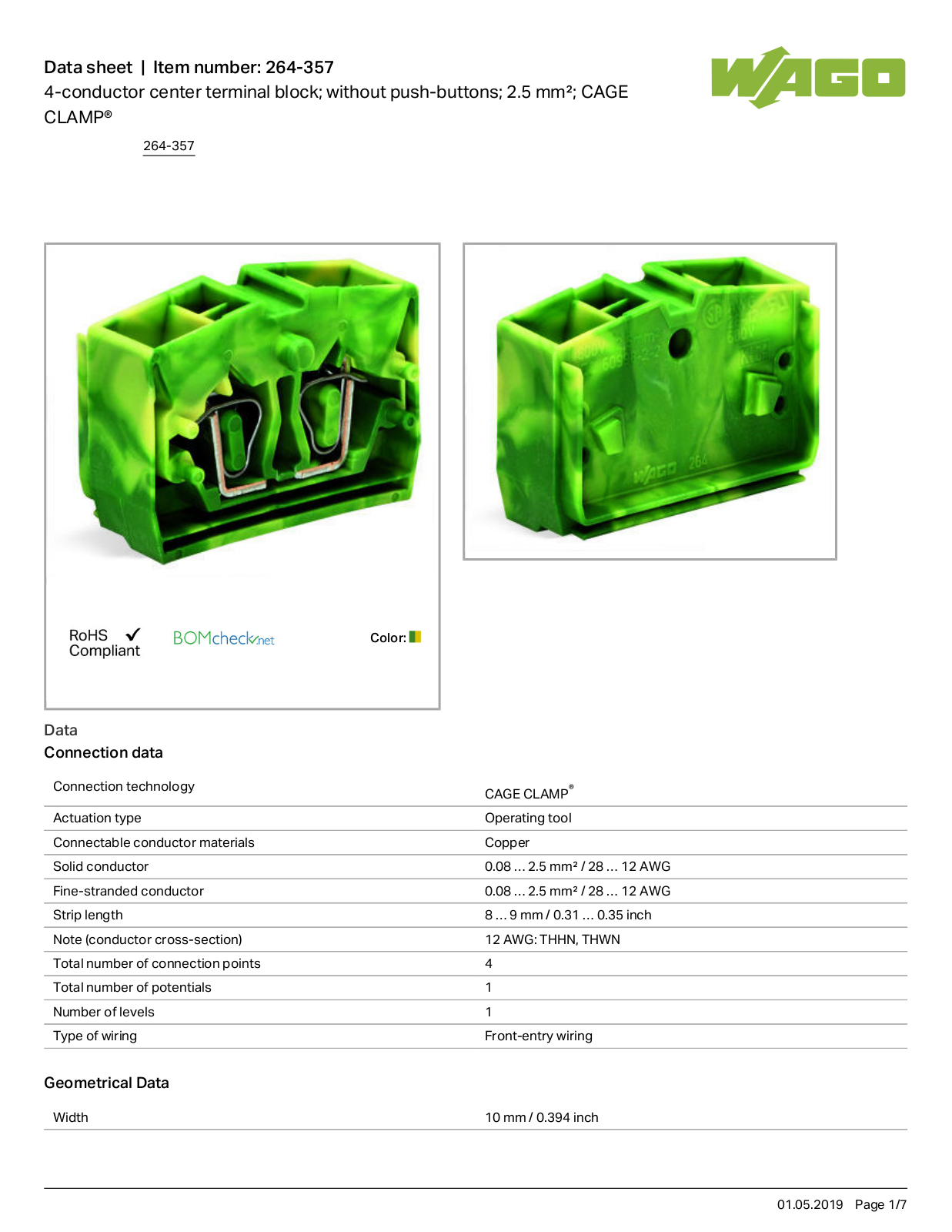 Wago 264-357 Data Sheet