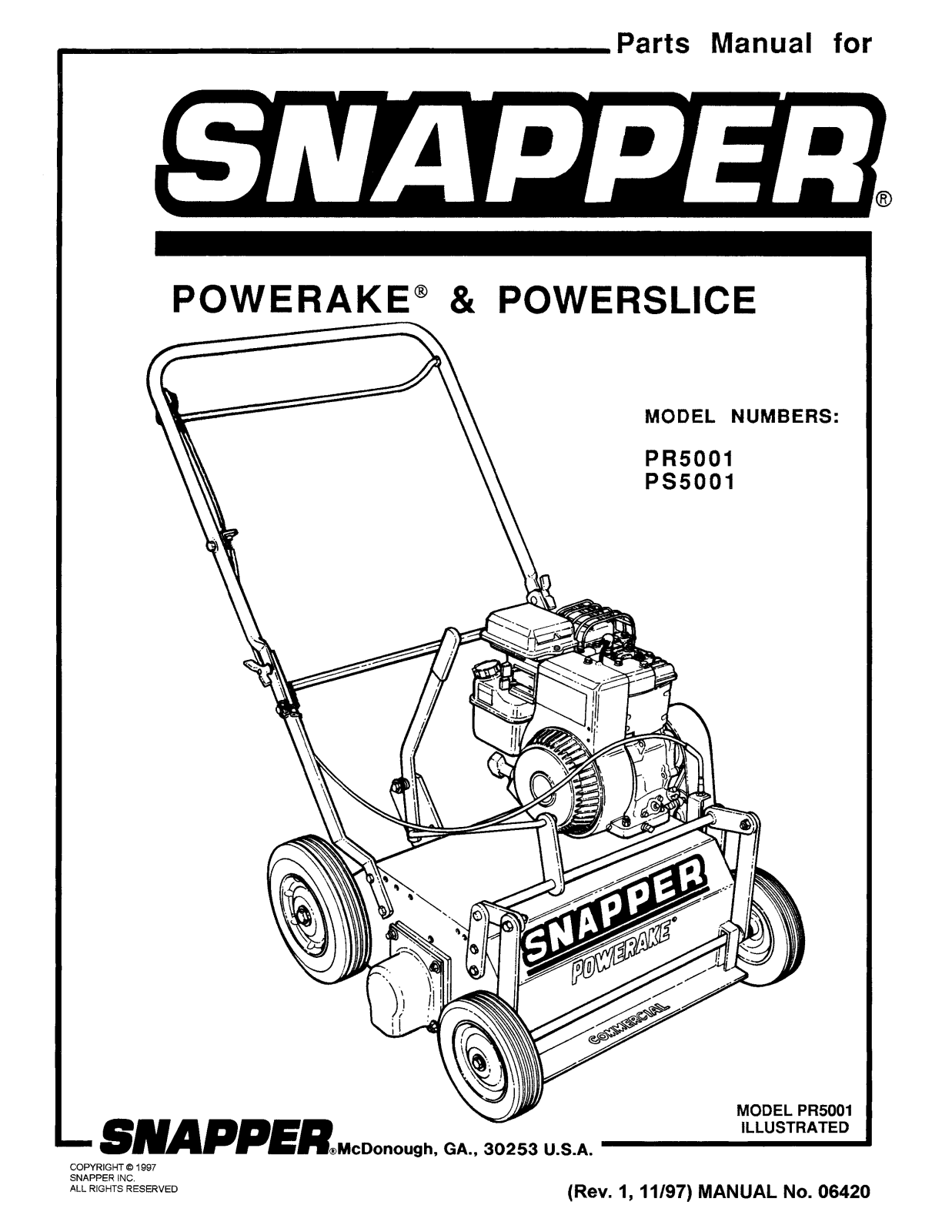 Snapper PR5001, PS5001 User Manual