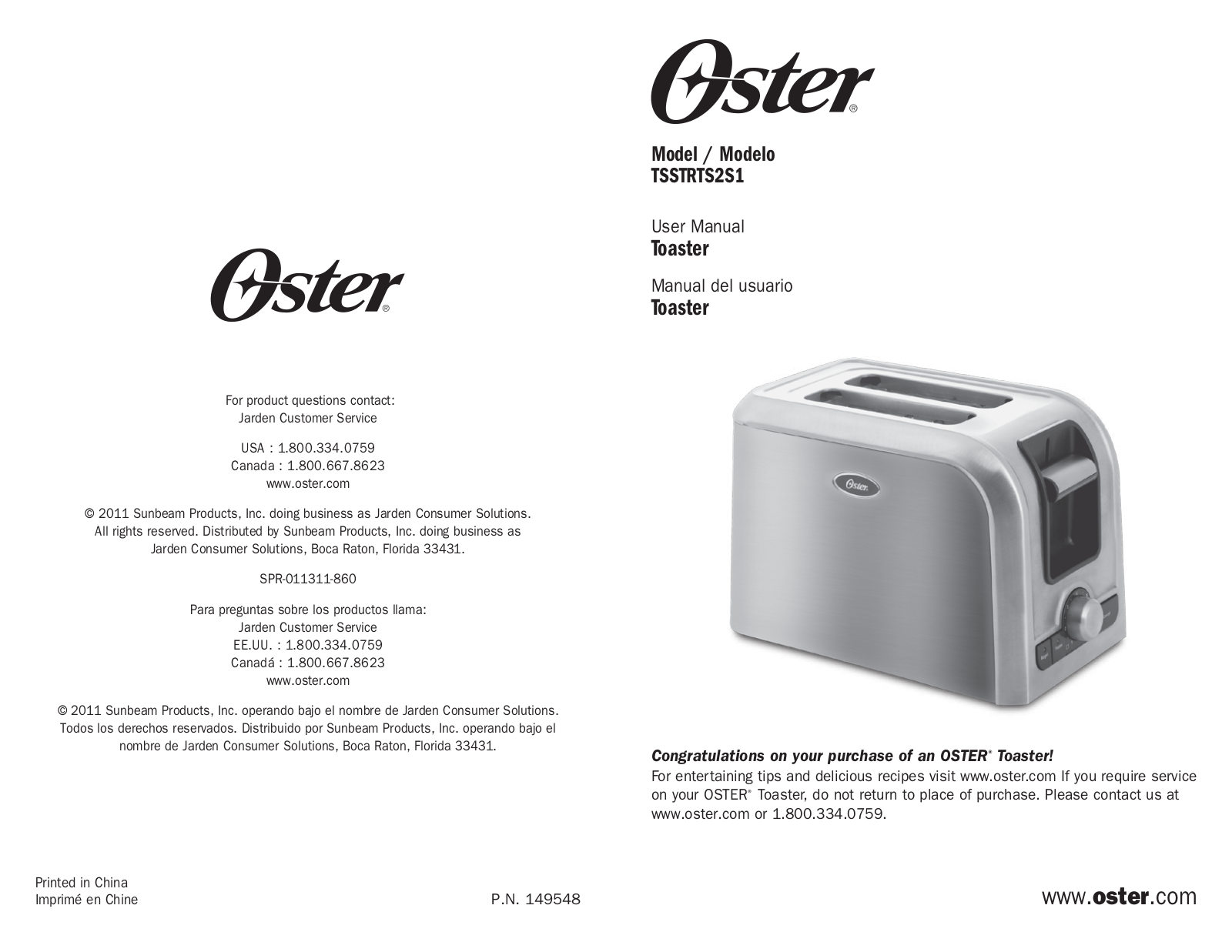 Oster TSSTRTS2S1 User Manual