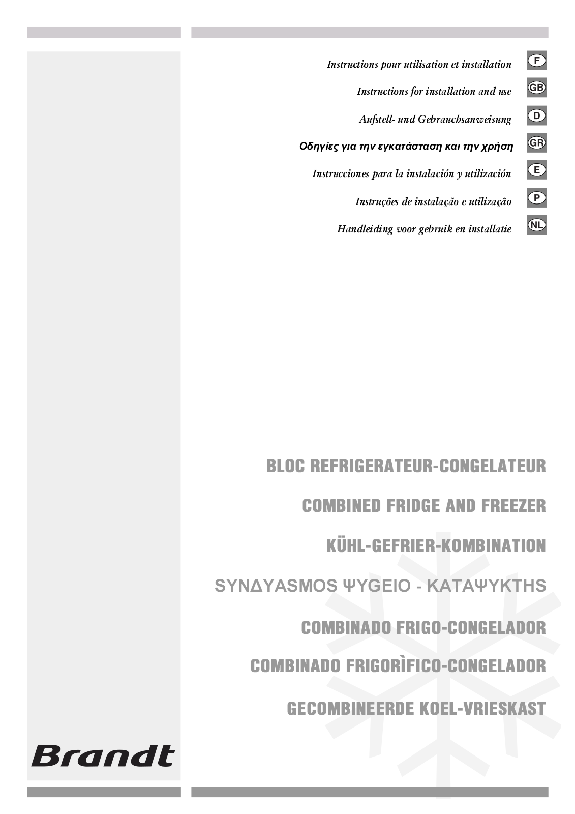 BRANDT KGC2850, KGC3150, KGC3160, KGC3250, KGC3260 User Manual