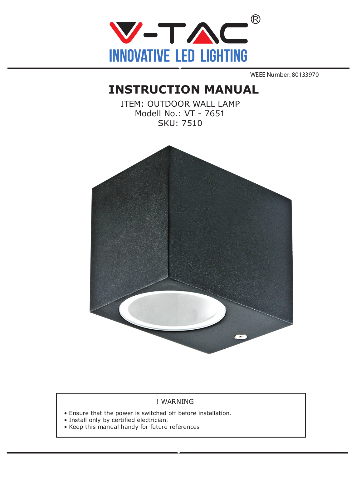 V-TAC VT - 7651 User guide - ManualMachine.com
