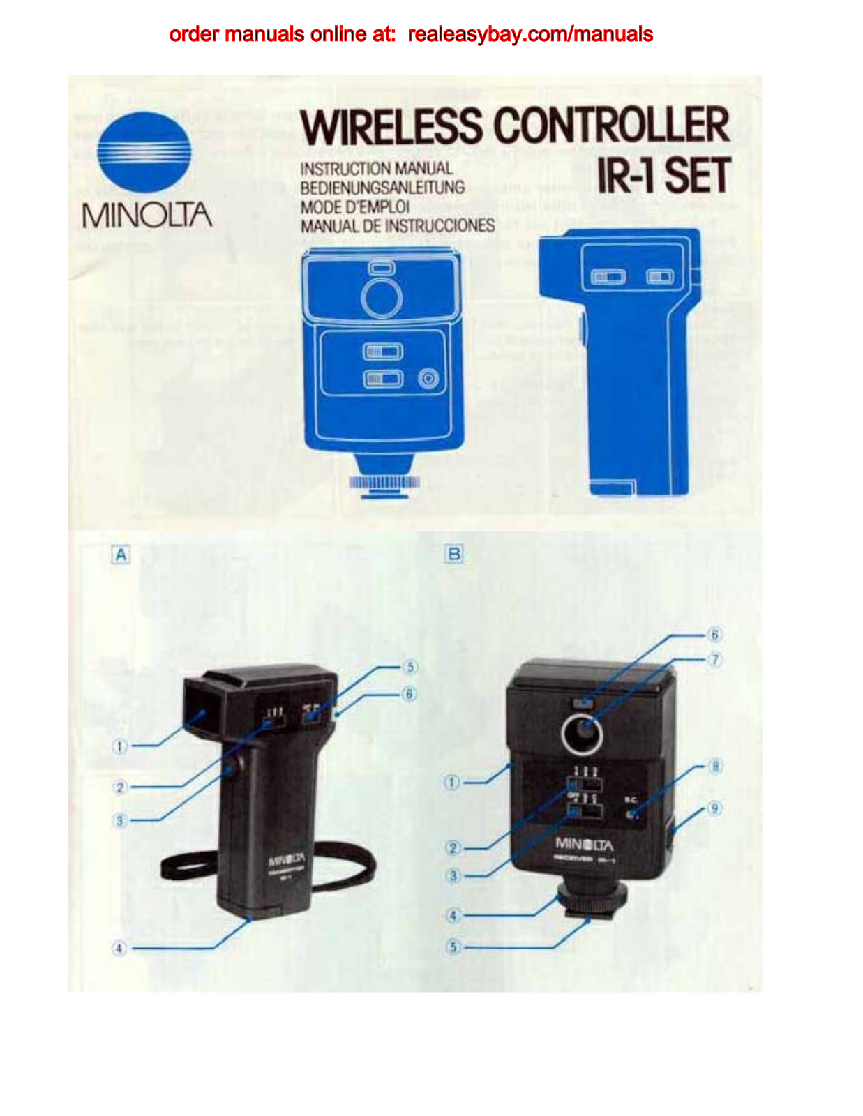 Minolta WIRELESS CONTROLLER IR-1 owners Manual