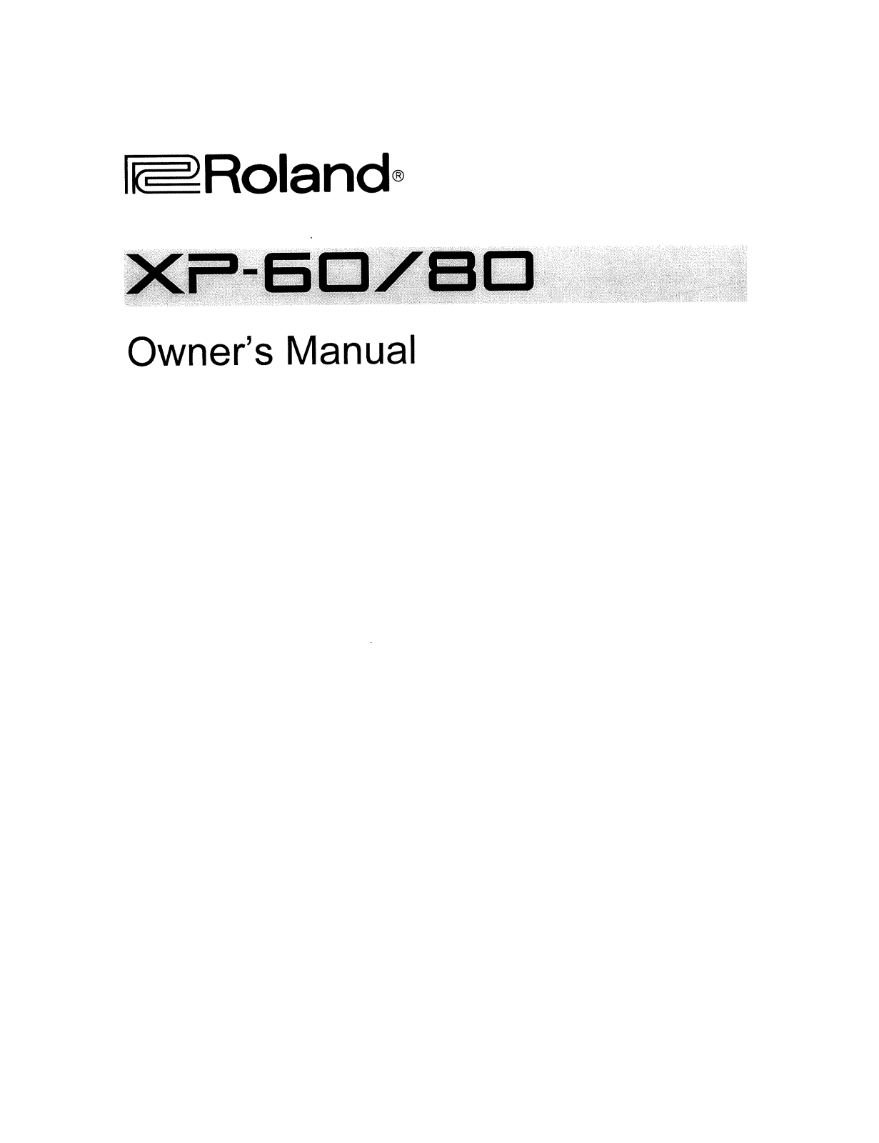 Roland Corporation XP-60 Owner's Manual