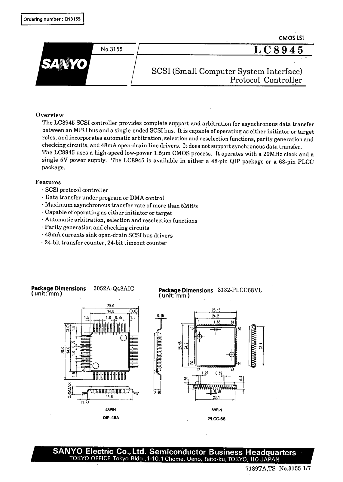 SANYO LC8945 Datasheet