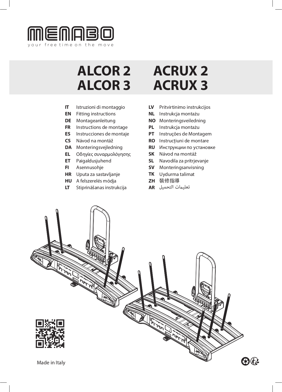 Menabo ALCOR 2, ACRUX 2, ALCOR 3, ACRUX 3 User guide - ManualMachine.com