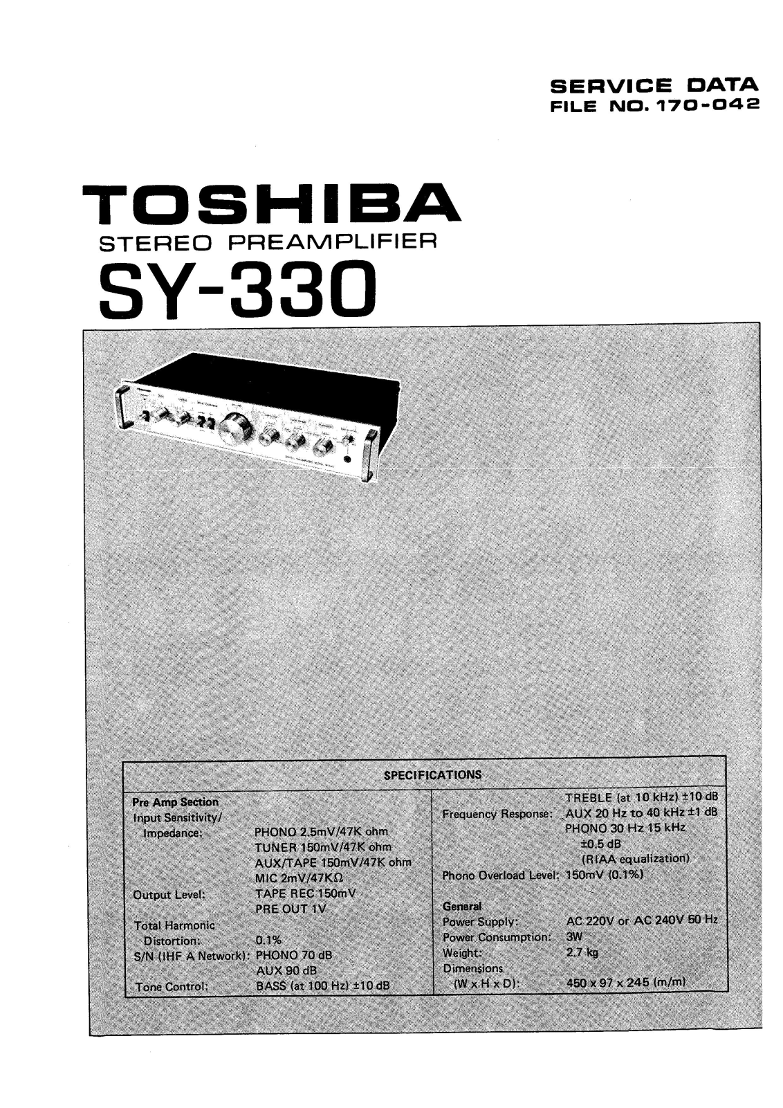 Toshiba SY-330 Service manual