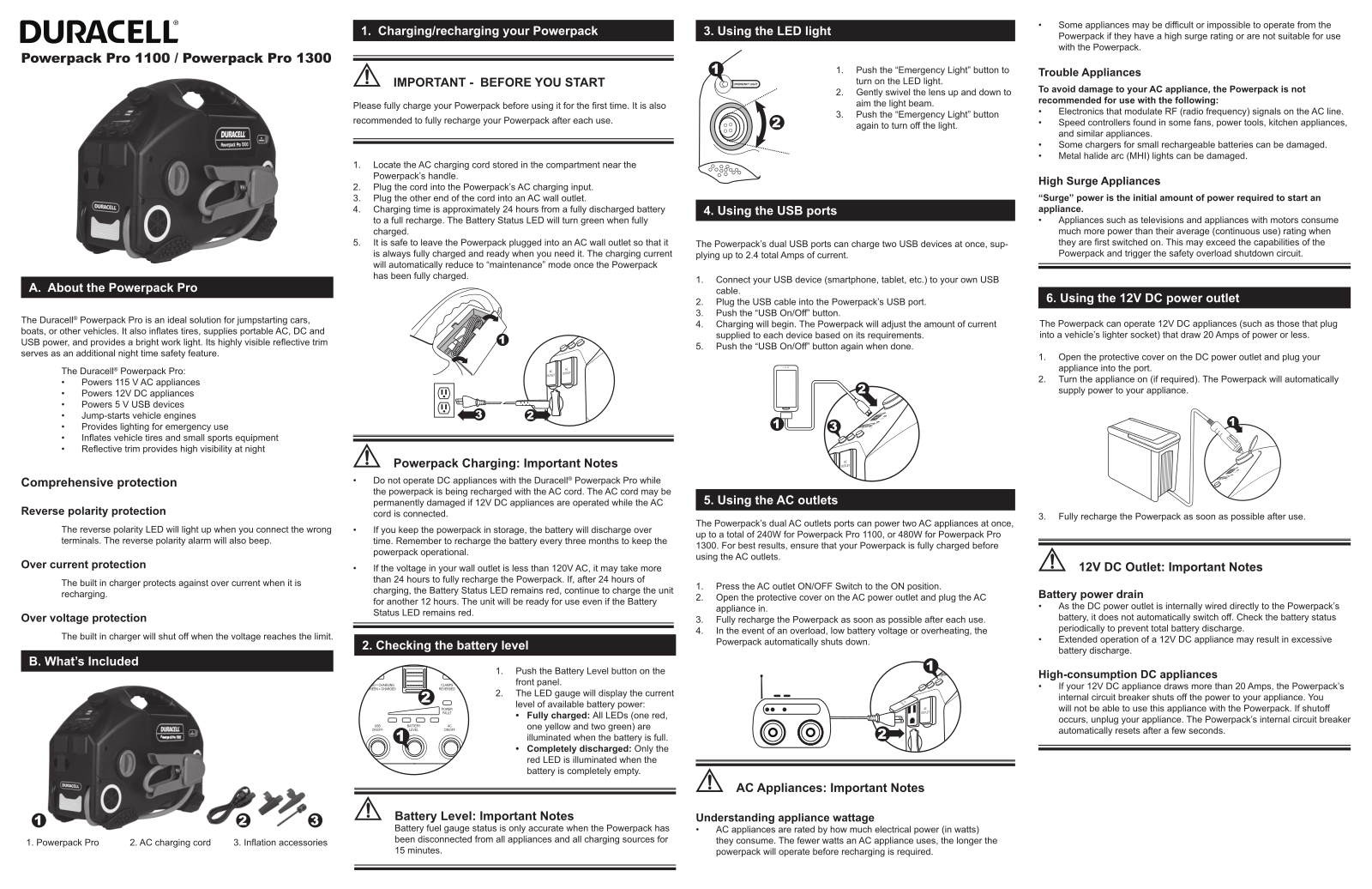 Duracell Powerpack Pro 1100 User Manual