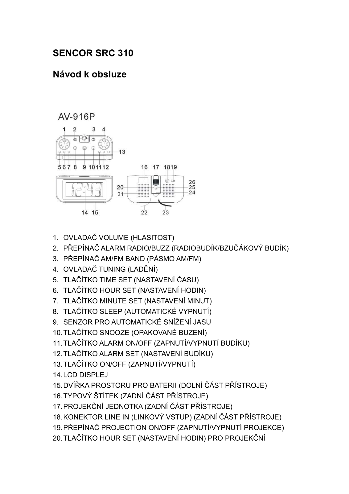 Sencor SRC 310 User Manual