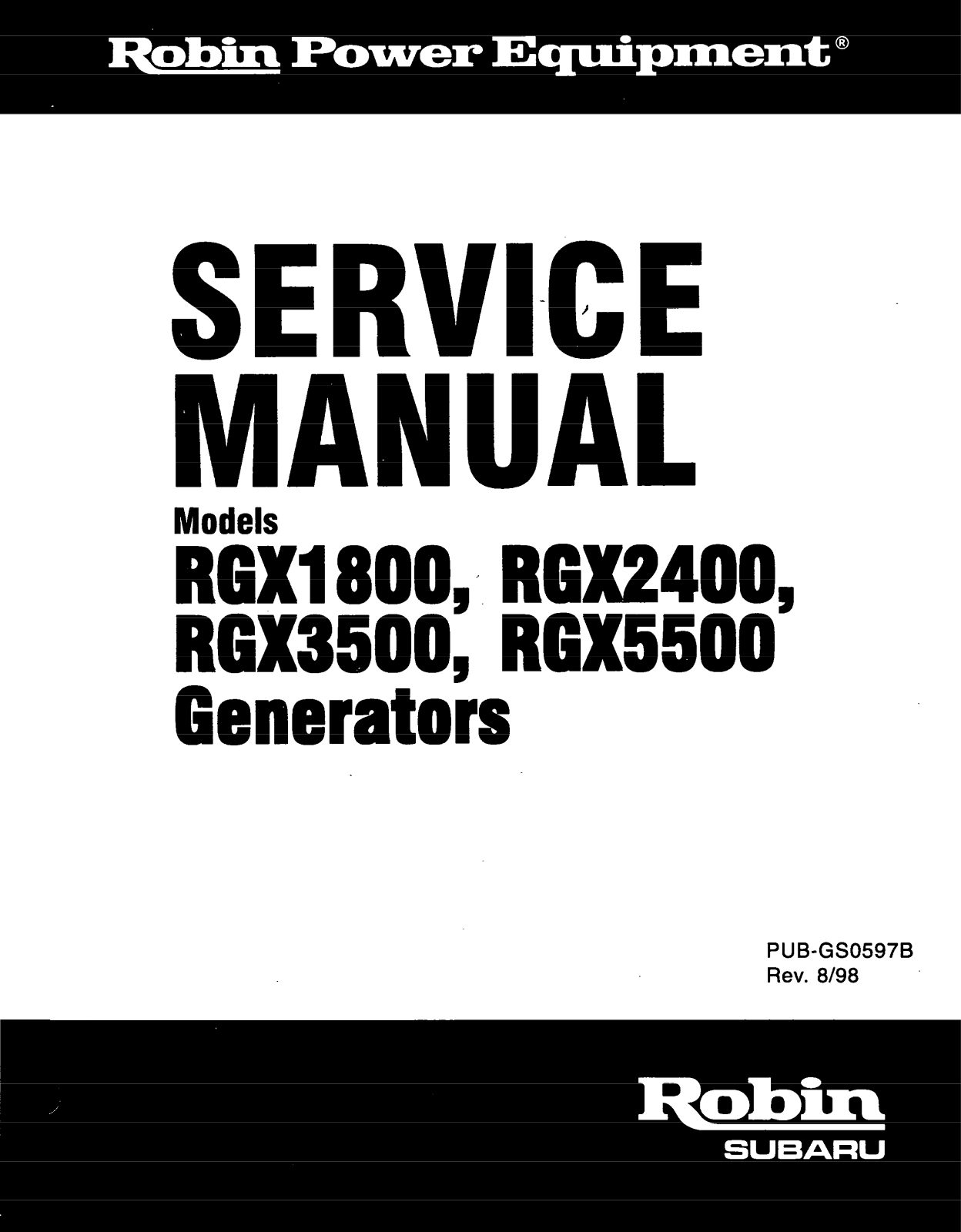 Subaru Robin Power Products RGX2400, RGX3500, RGX5500, RGXI 800 User Manual - ManualMachine.com