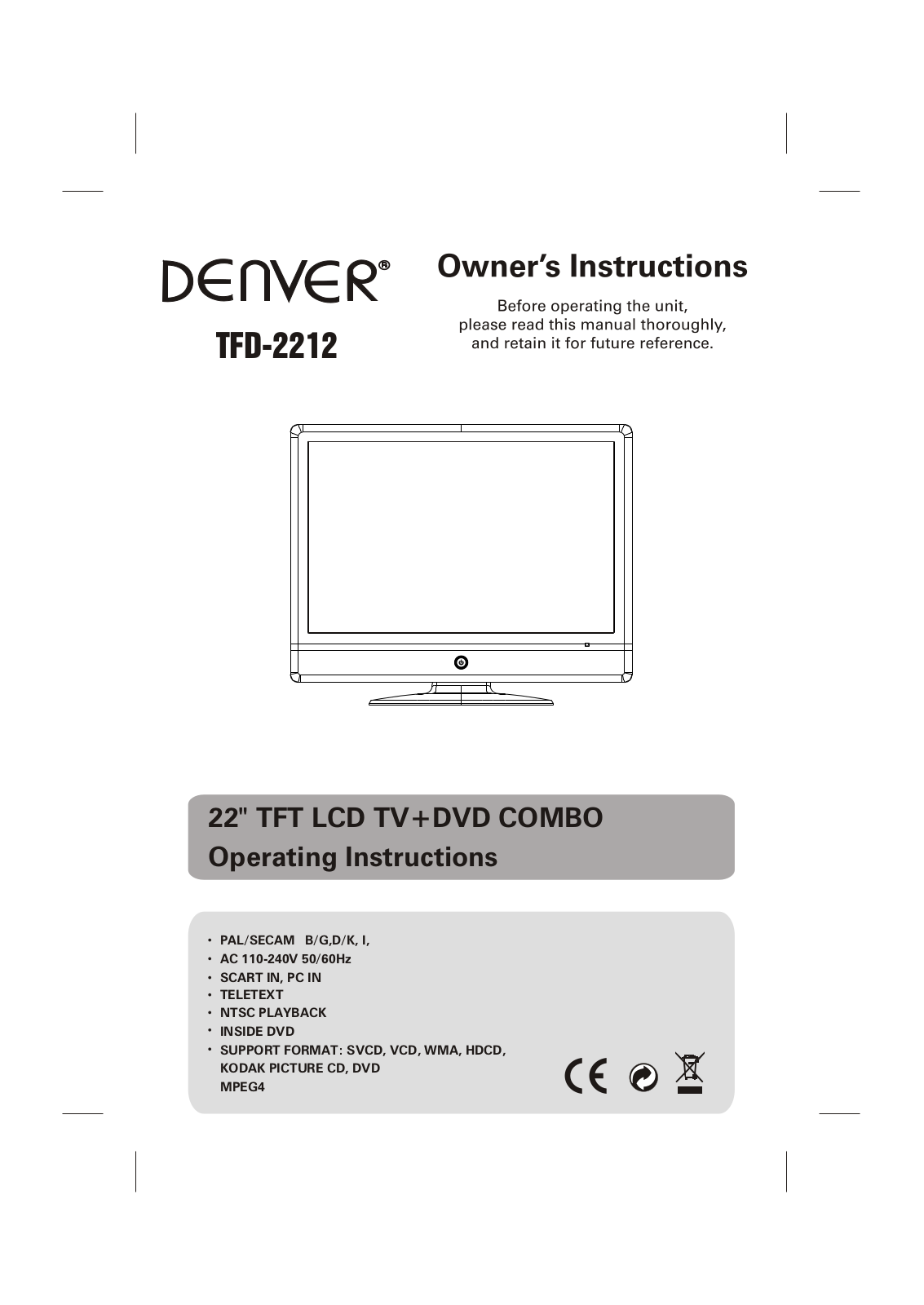 Denver TFD-2212 Instruction Manual