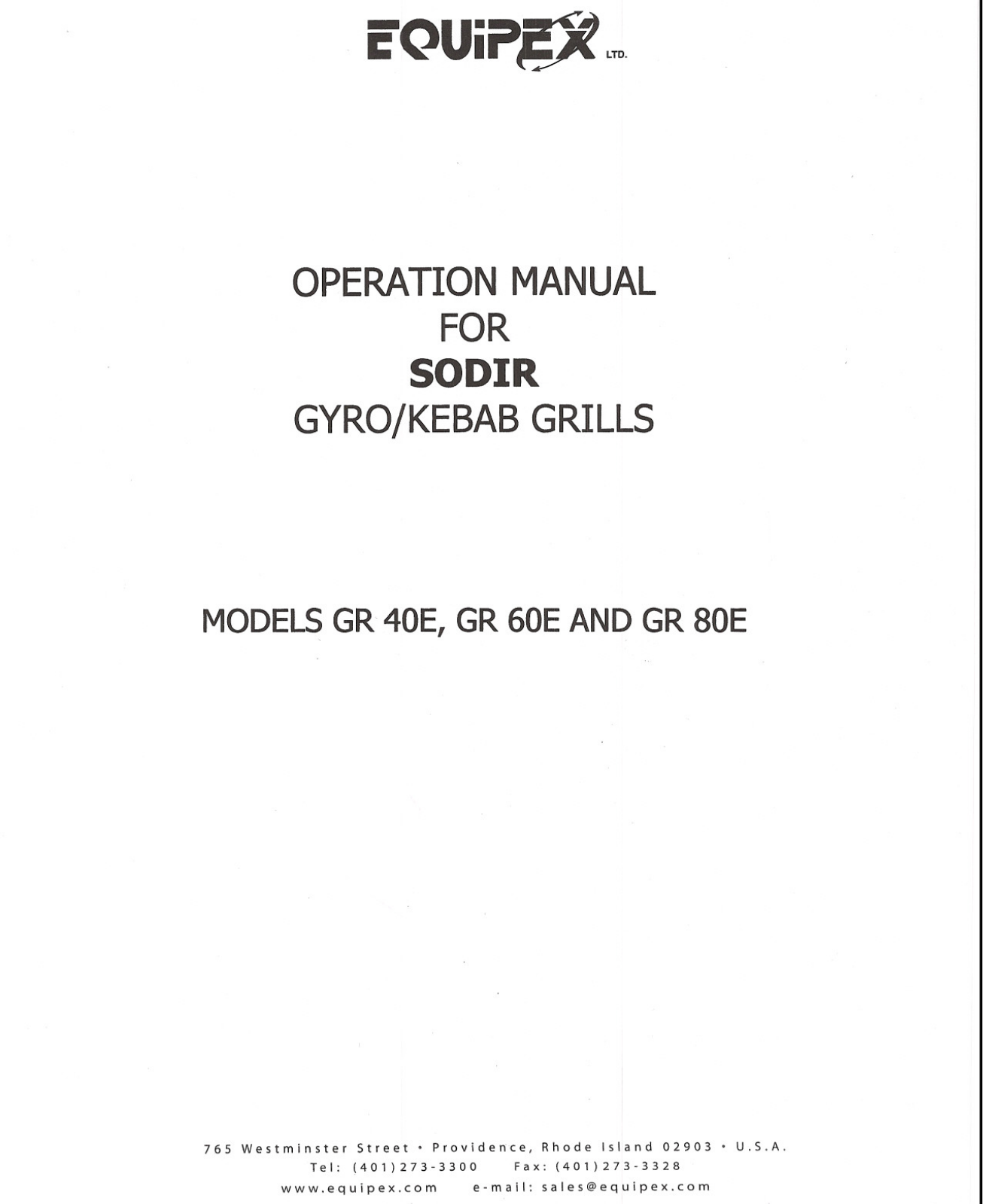 Equipex GR 40E Installation  Manual