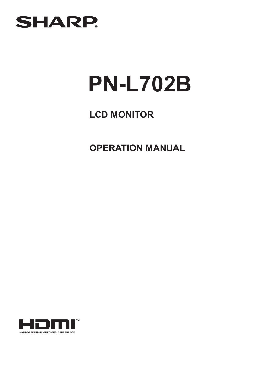 Sharp PNL702B, PNL702BPKG2A User Manual