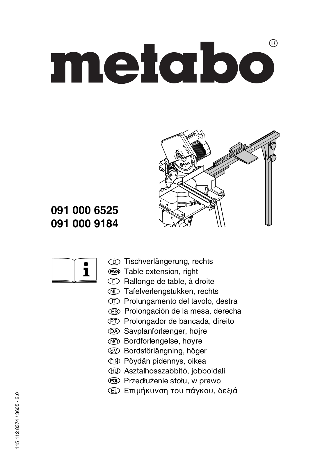 Metabo 091 000 6525, 091 000 9184 User guide - ManualMachine.com