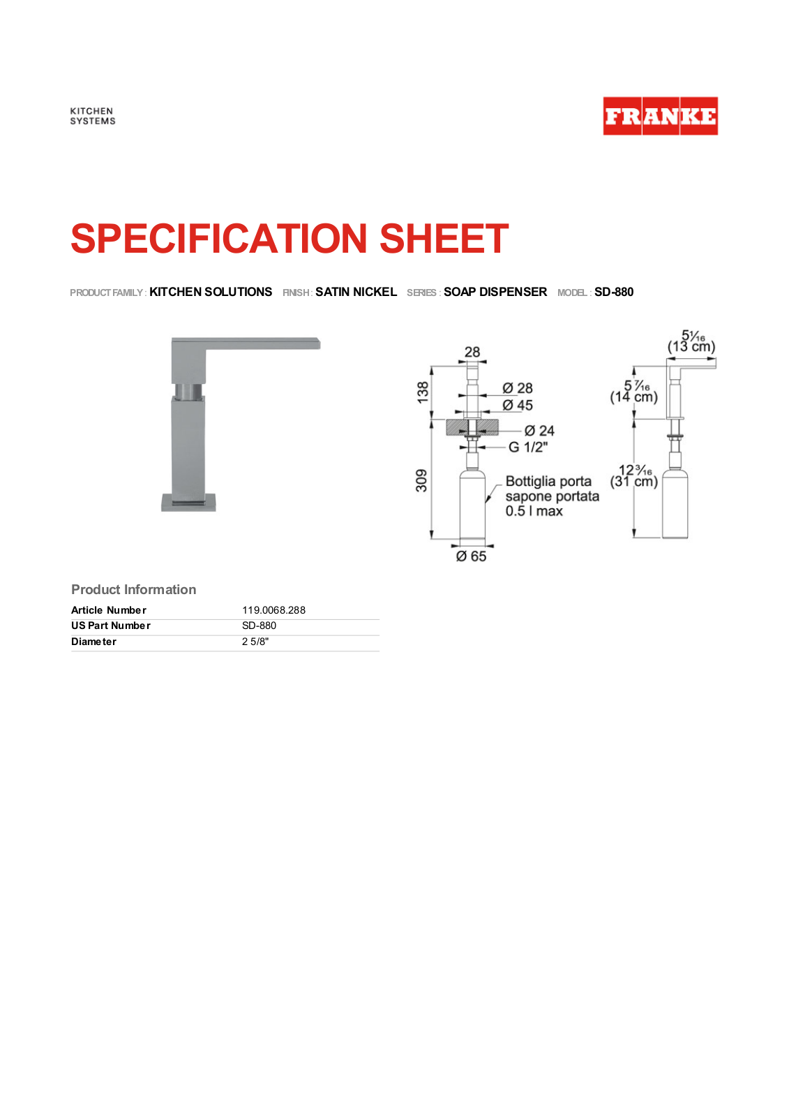 Franke Foodservice SD-880 User Manual