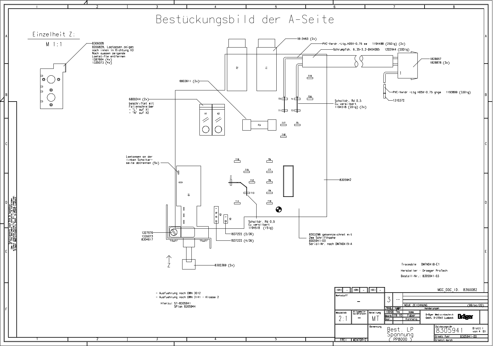 Drager PP8000 Drawing diagram