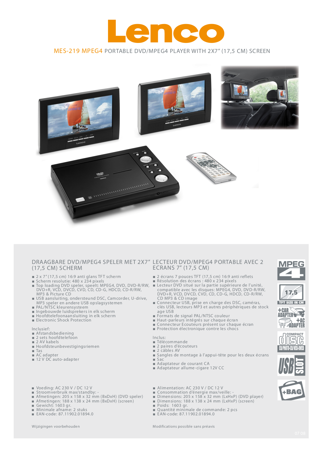 Lenco MES-219 MPEG4 User Manual