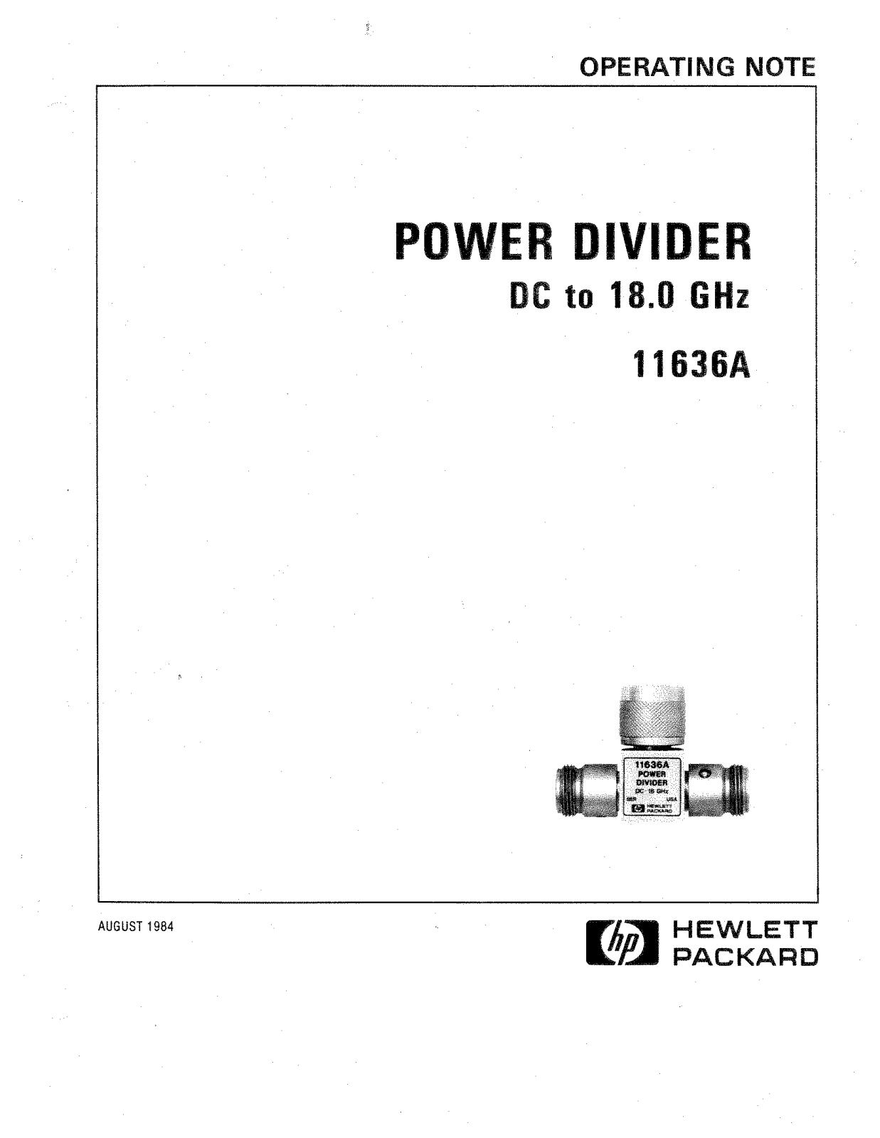 Hewlett-Packard 11636A User Manual