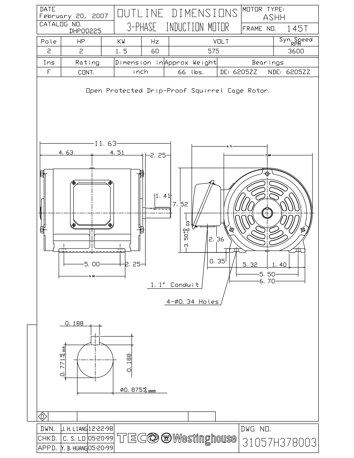 Teco DHP00225 Reference Drawing