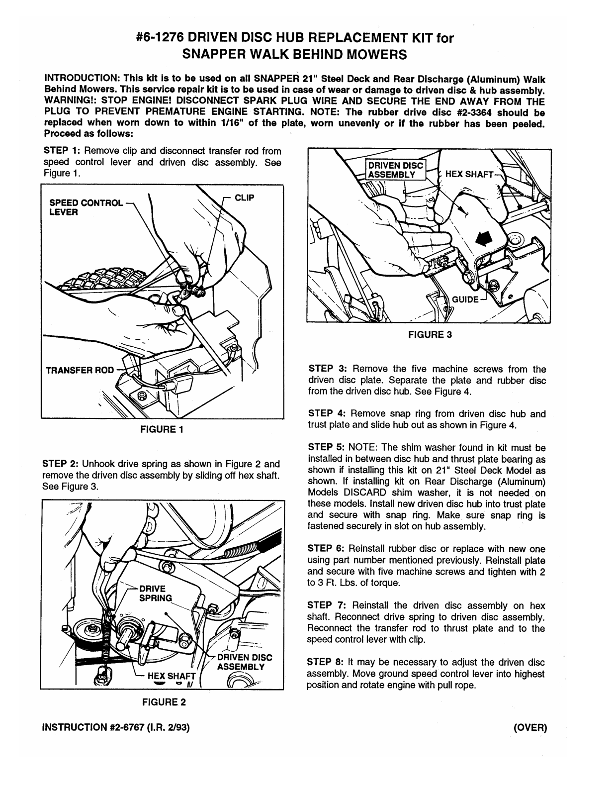 Snapper 6-1276 User Manual