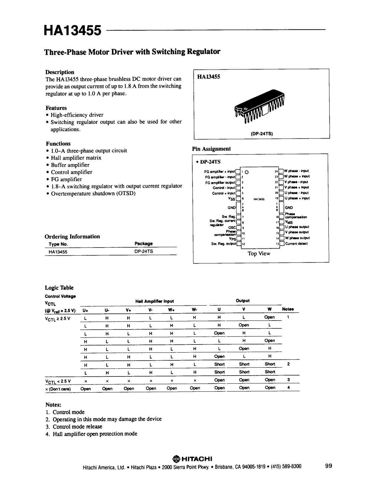 HIT HA13455 Datasheet