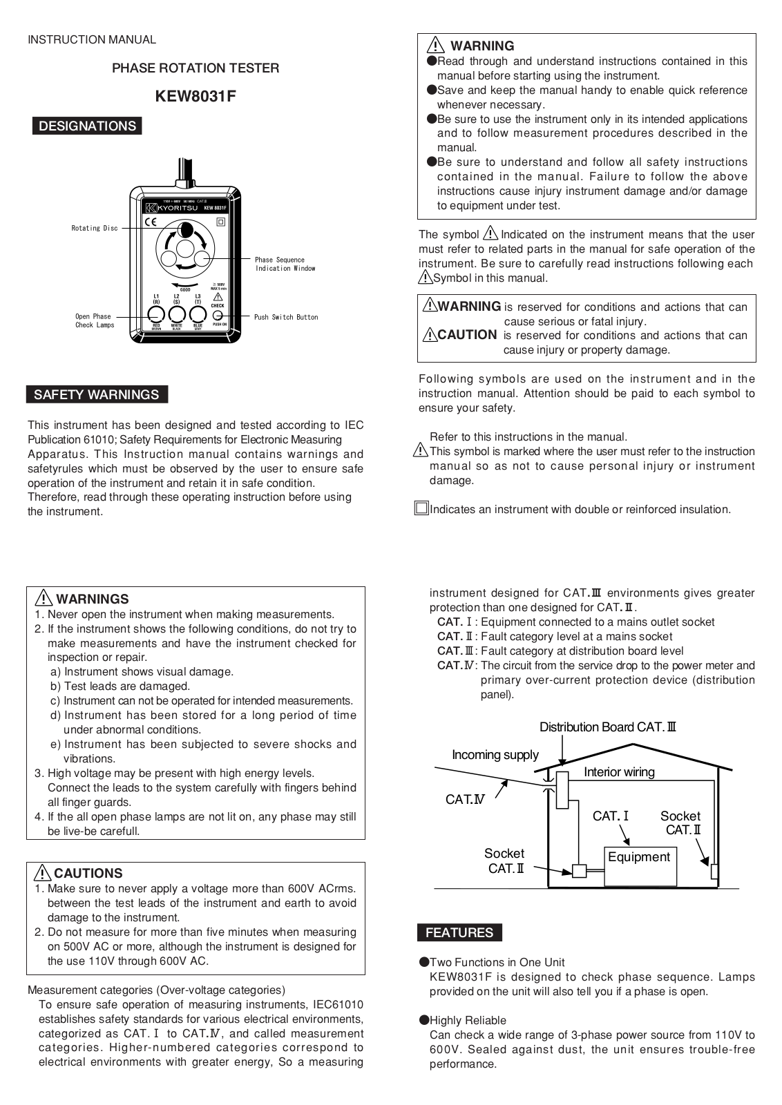 KYORITSU 8031F User Manual