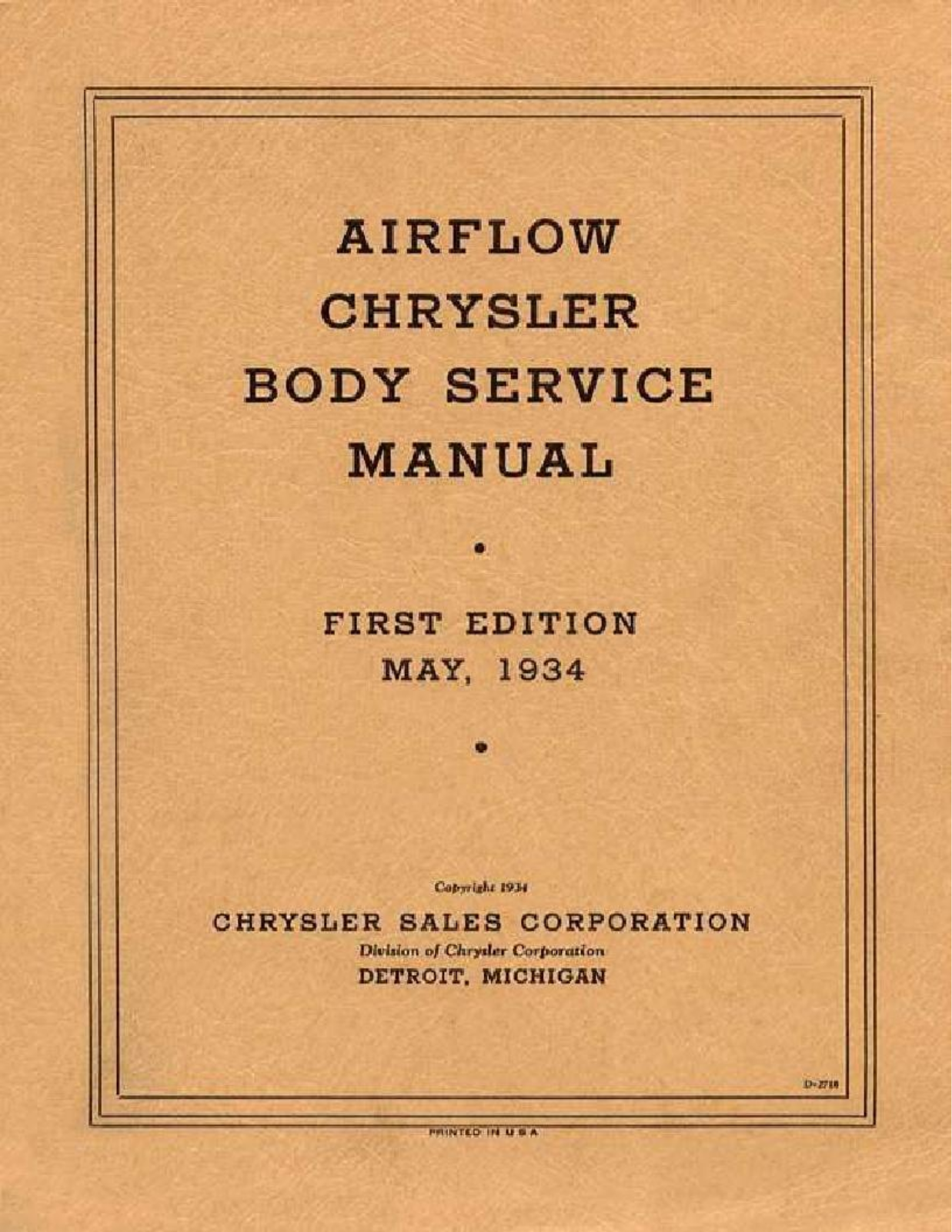 Chrysler Airflow 1934 Operating Instructions