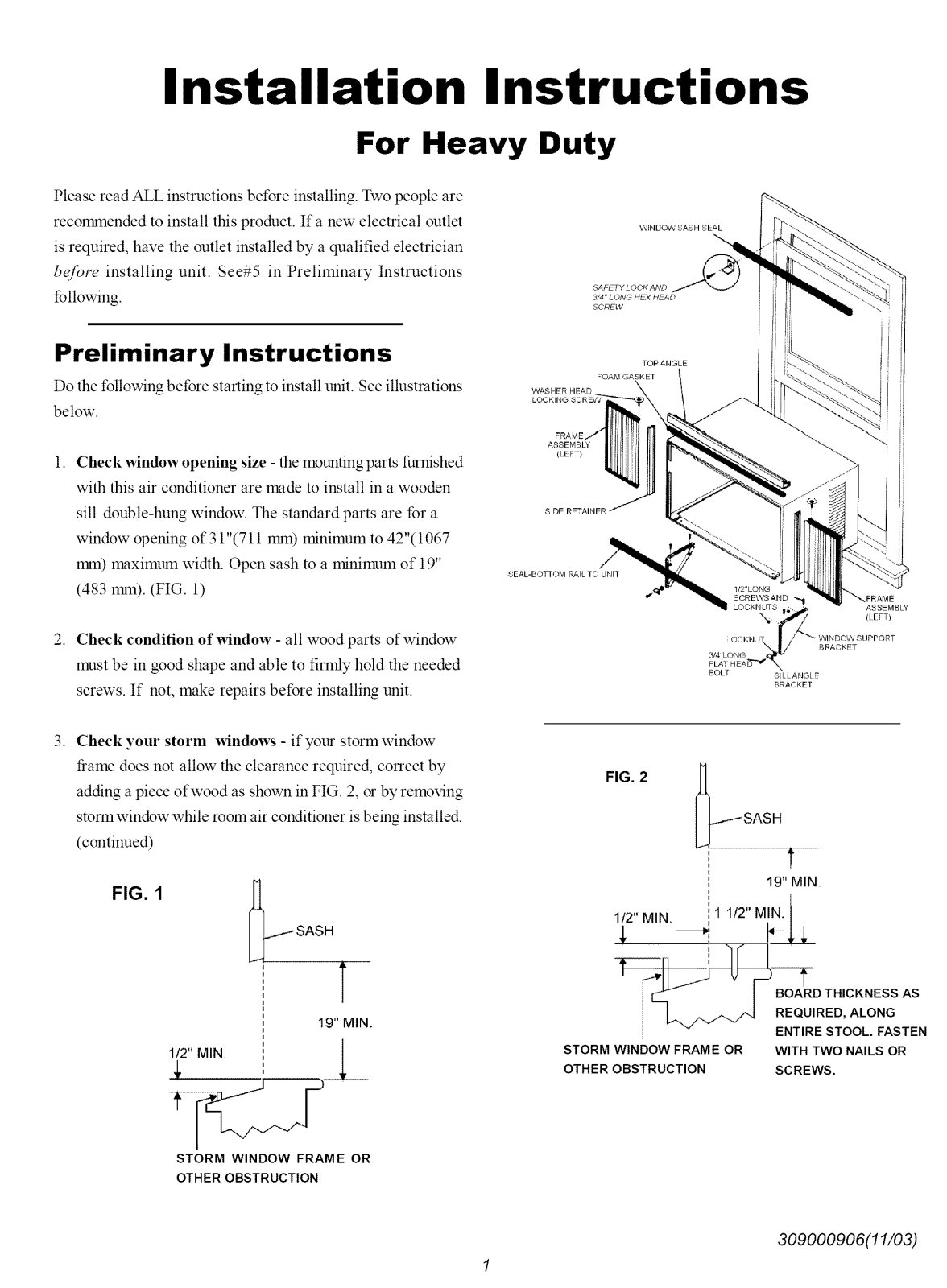 Frigidaire FAS156N1A2, FAS185M2A1, 25373299200 Installation Guide - ManualMachine.com