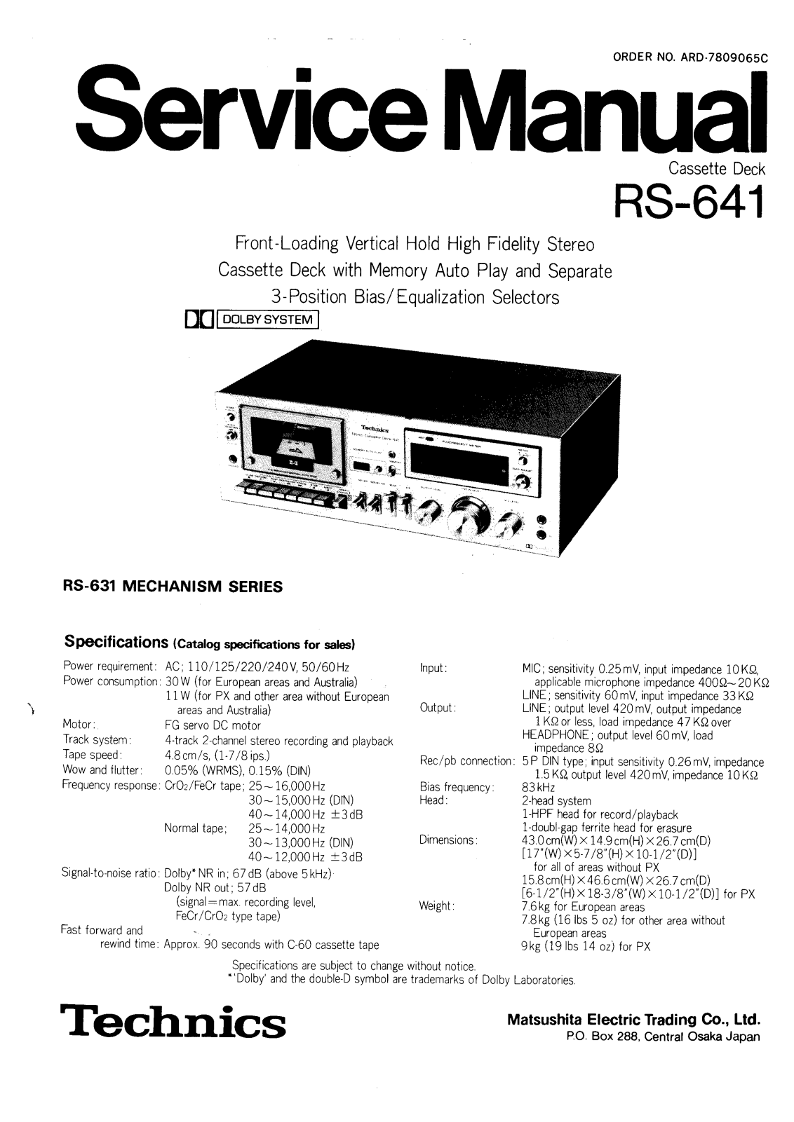 Technics RS-641 Service manual
