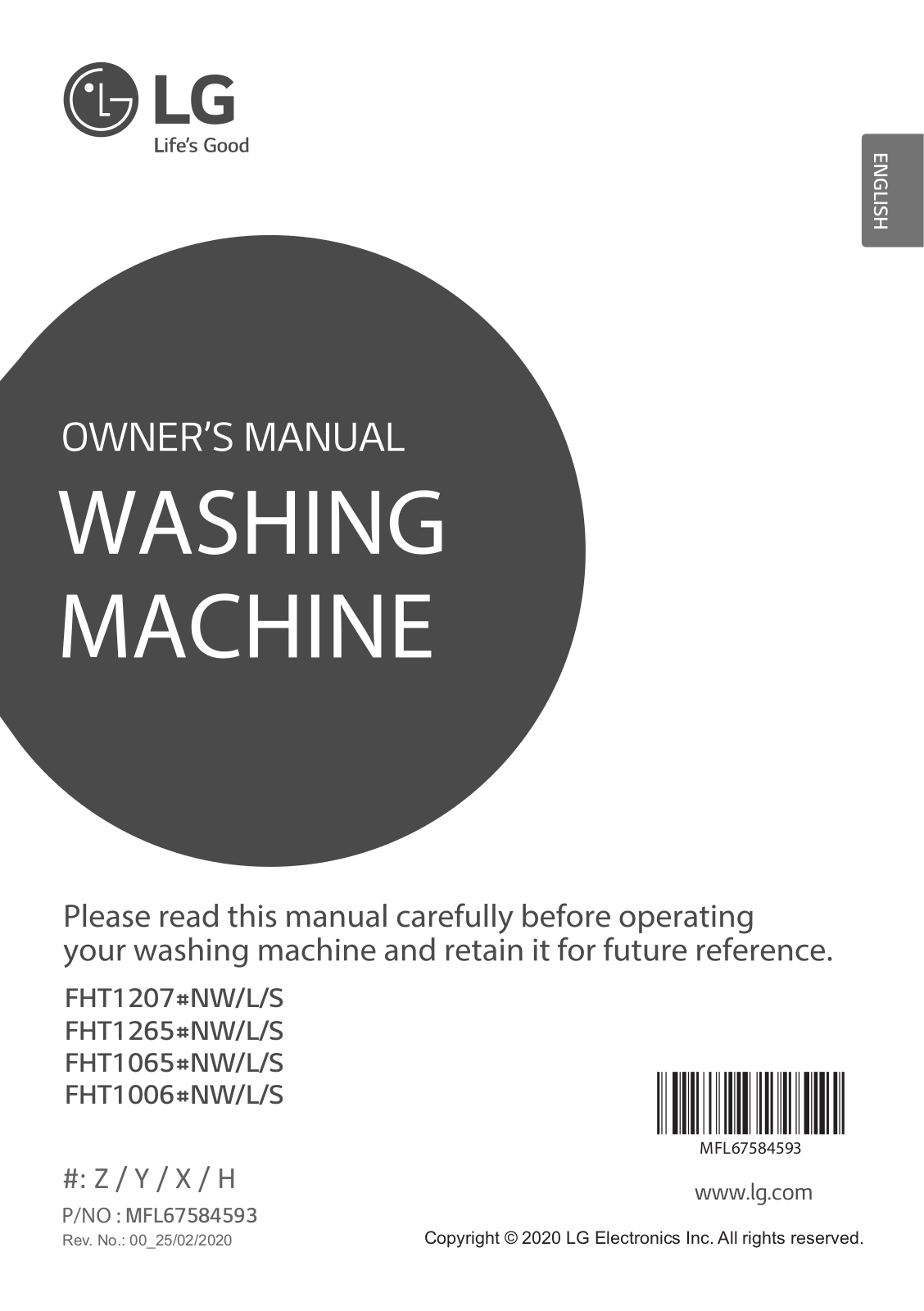 LG FHT1207ZNL, FHT1065HNL Owner’s Manual