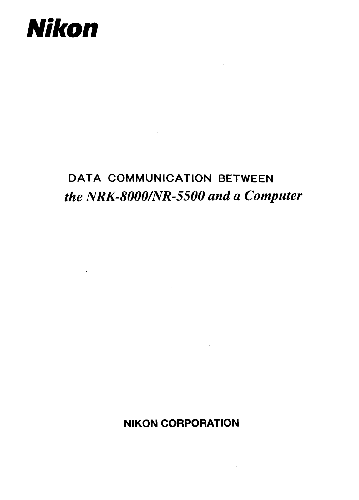 Nikon NR-5500, NRK-8000 User manual