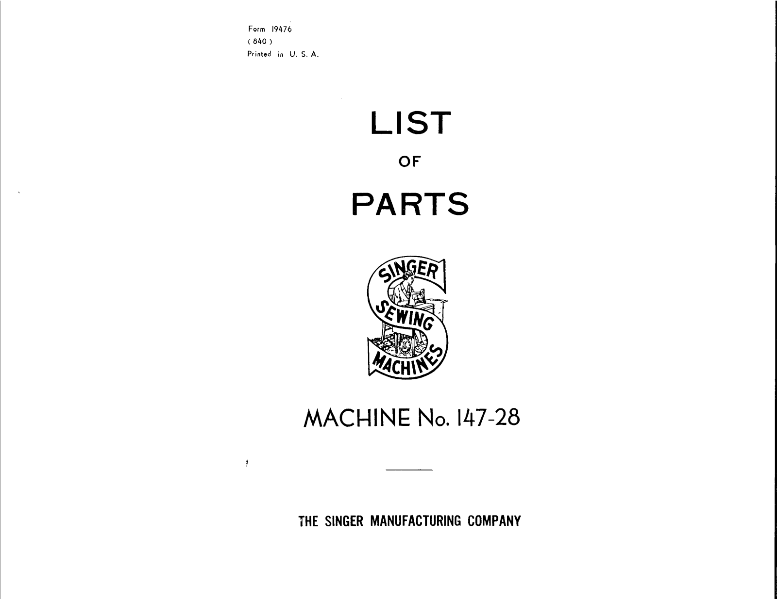 Singer 147-28 User Manual