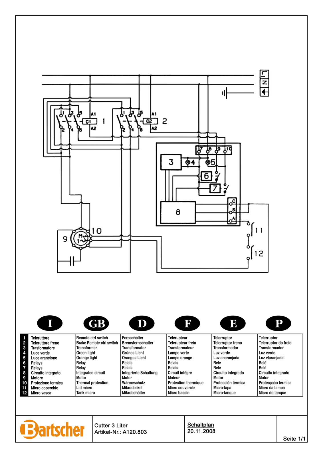 Bartscher A120803 Schematics