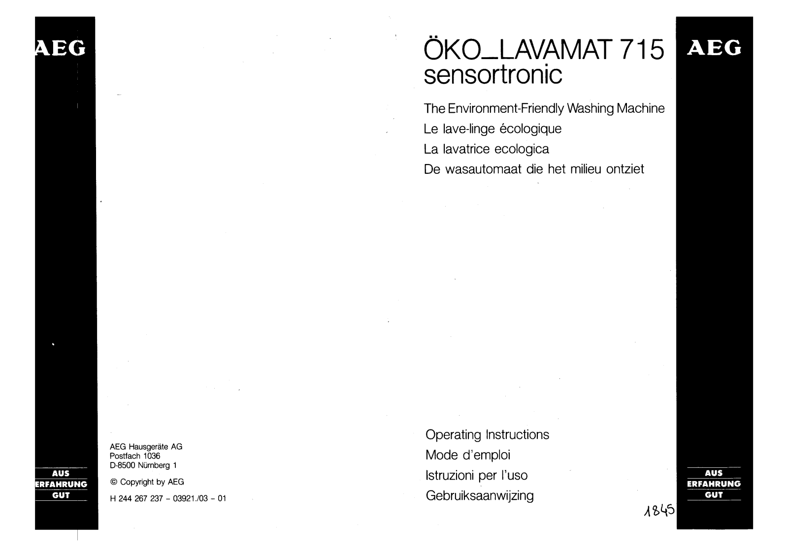 AEG LAVAMAT 715 sensortronic User Manual