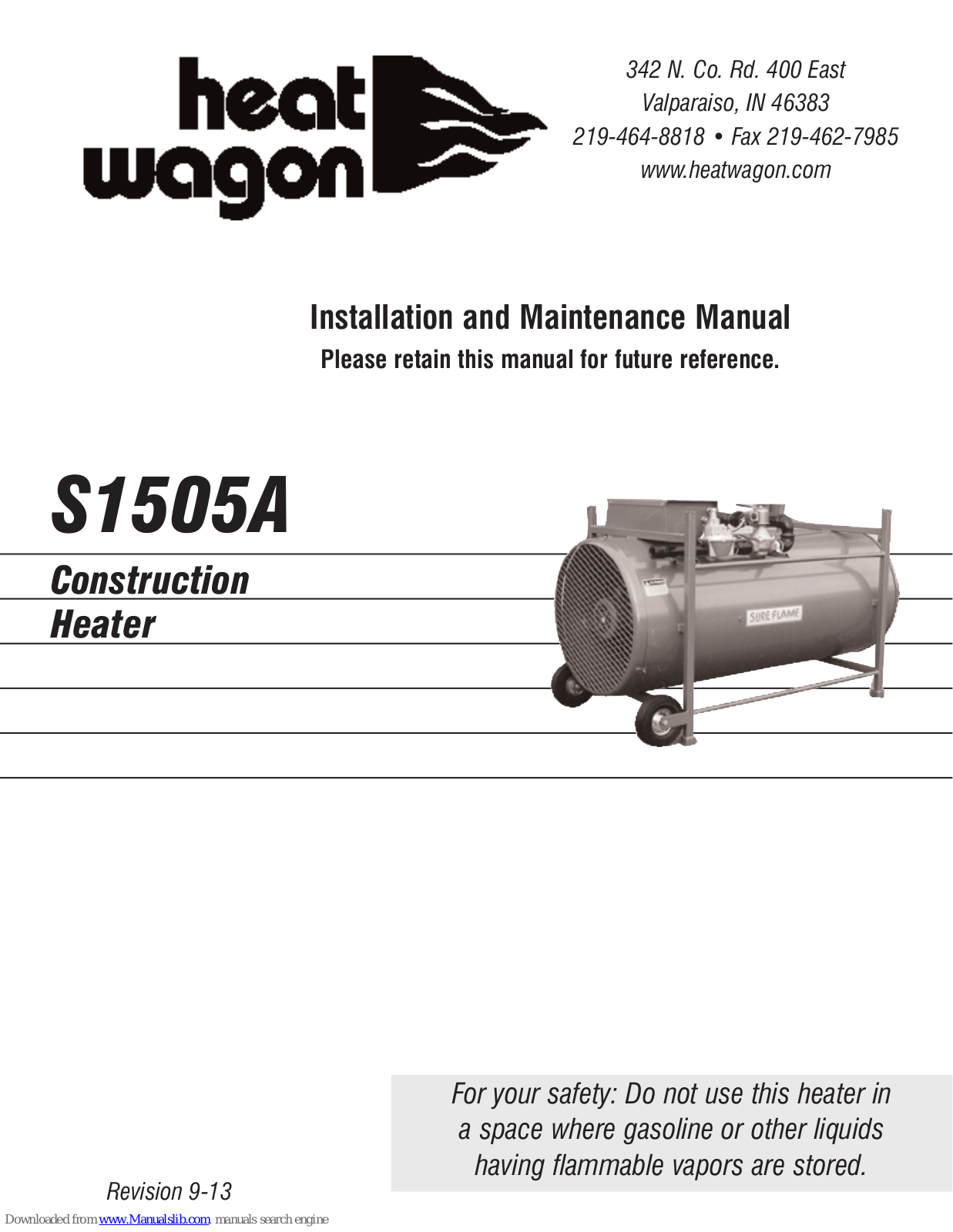 Heat Wagon S1505A Installation And Maintenance Manual